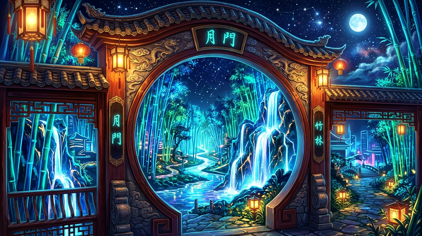 Cultural Bamboo Moon Gate